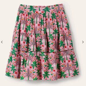 NWT Boden Multi Tiered Crepe Skirt in Posy Pink, Oriental Palm Size 6R